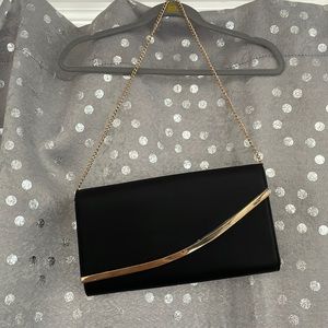 Black faux leather shoulder bag